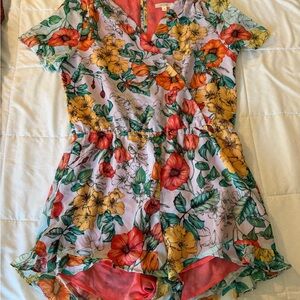 Floral V-Neck Romper in Multicolor